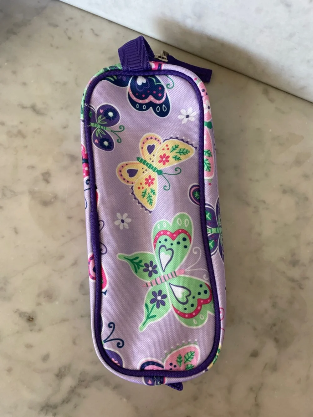 POTTERY BARN KIDS Mackenzie Lavender Butterfly Pencil Case Pouch Purple Trim